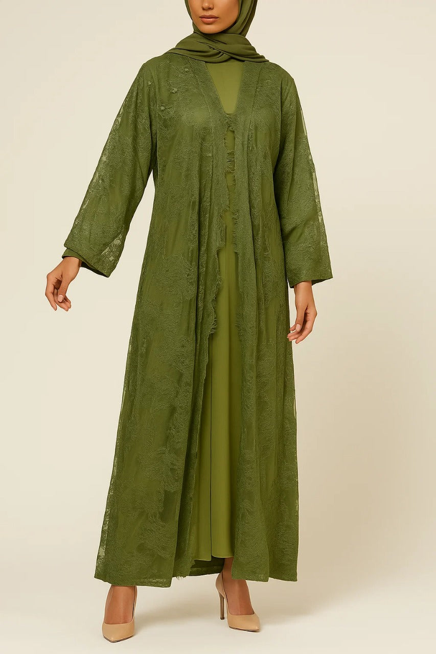 Olive Sheer abaya