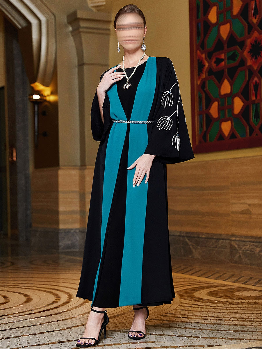 BA3006 Black Cyan Abaya