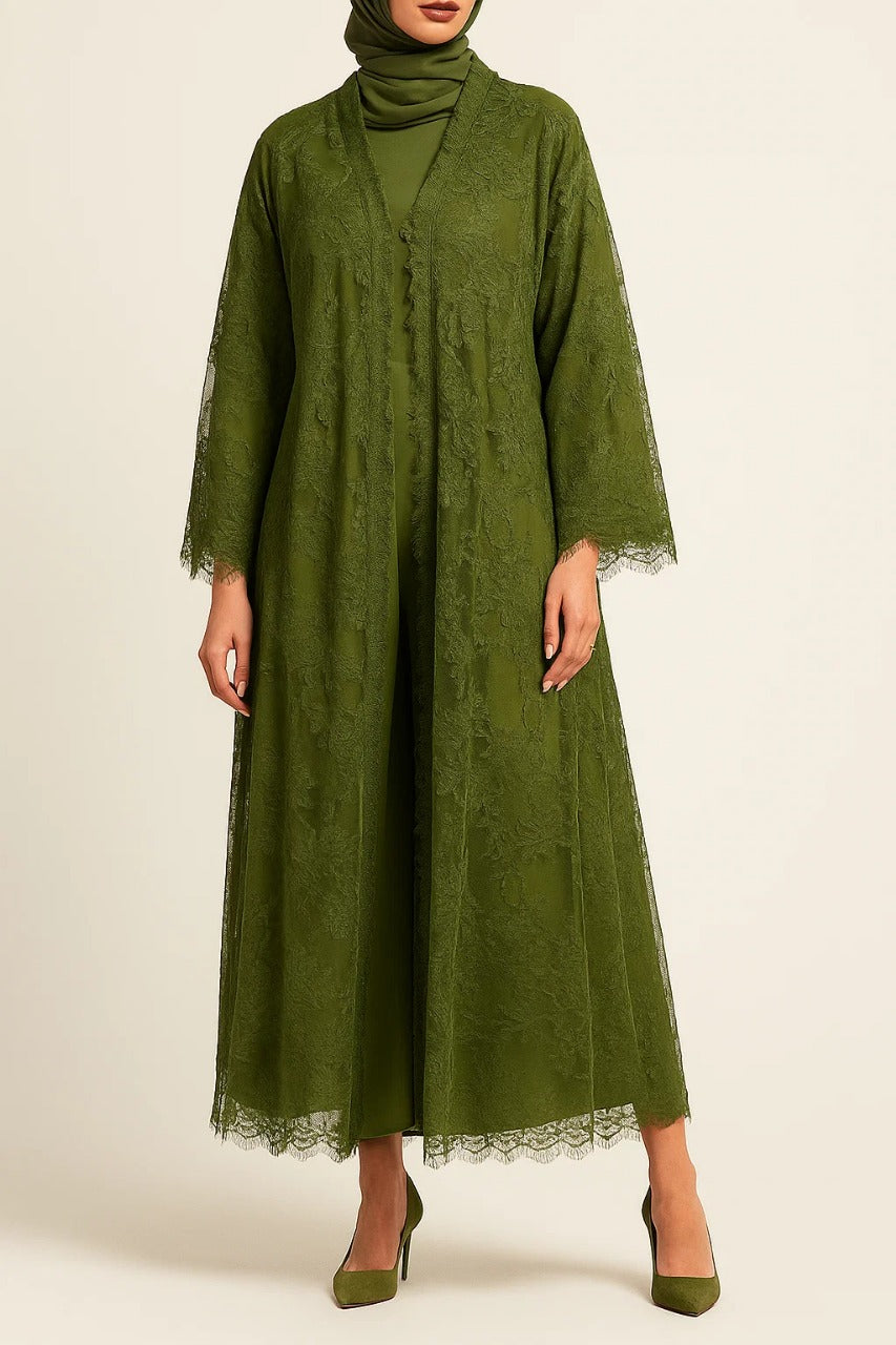 Olive Sheer abaya
