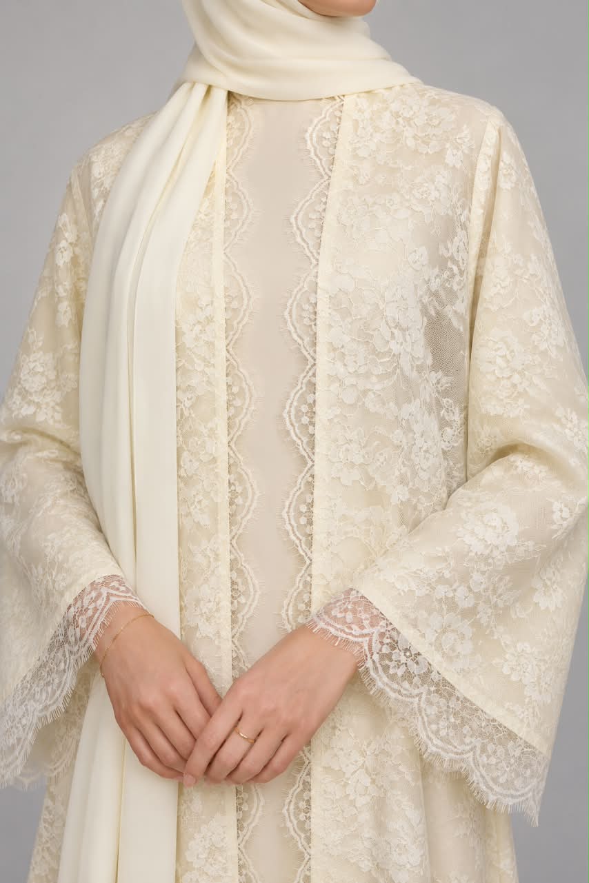 Butter Yellow Sheer abaya