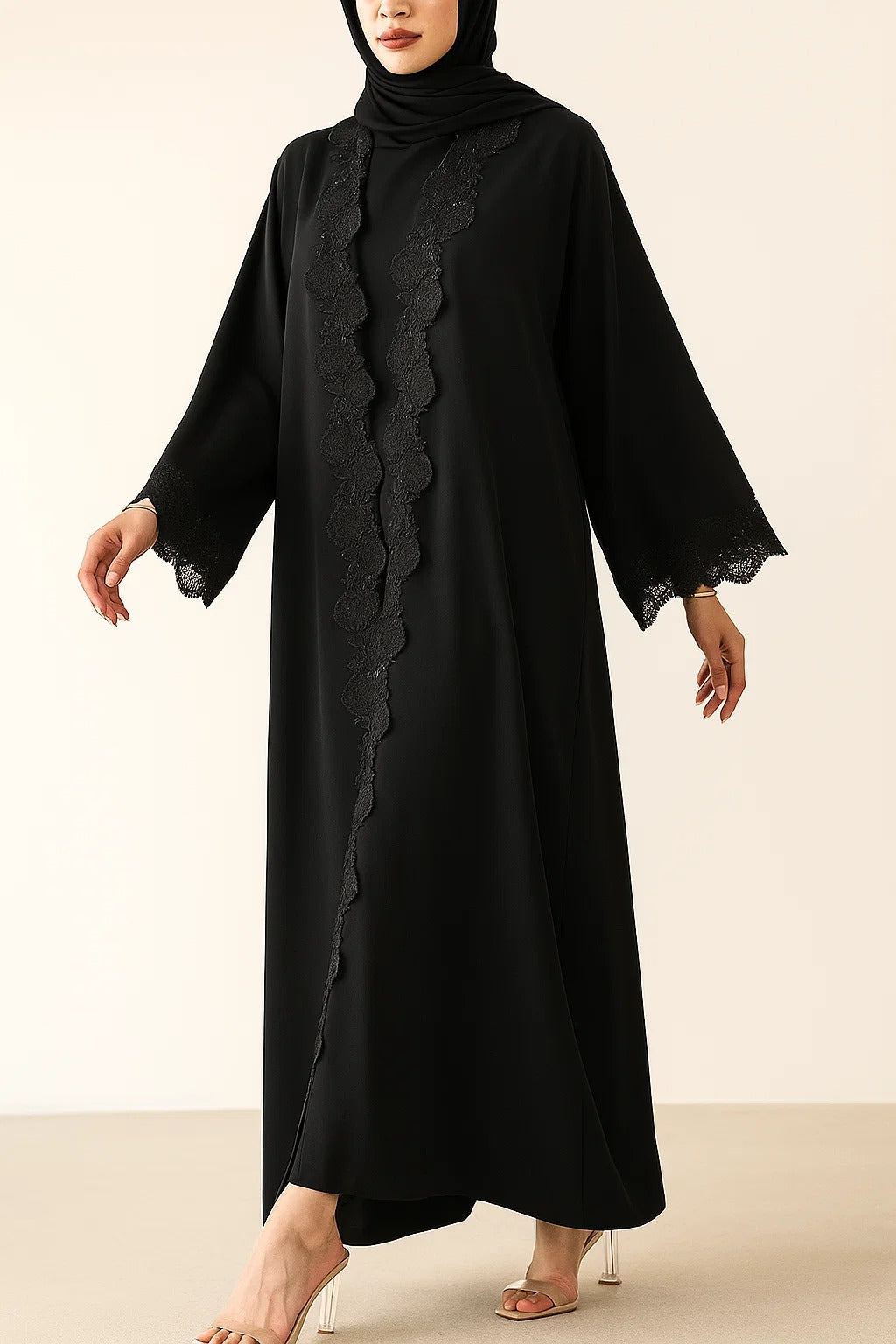 Black Layali Lace Abaya