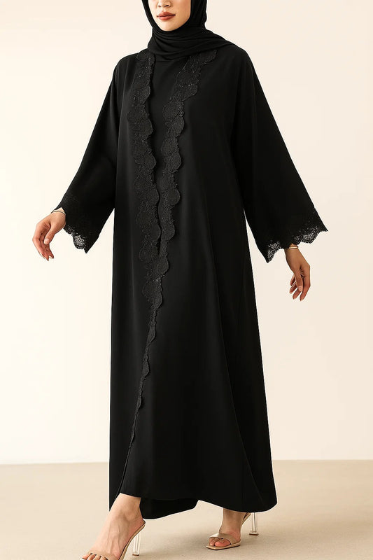 Black Layali Lace Abaya