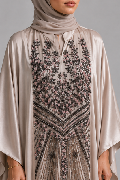 Sand Beige Ameera Abaya 2