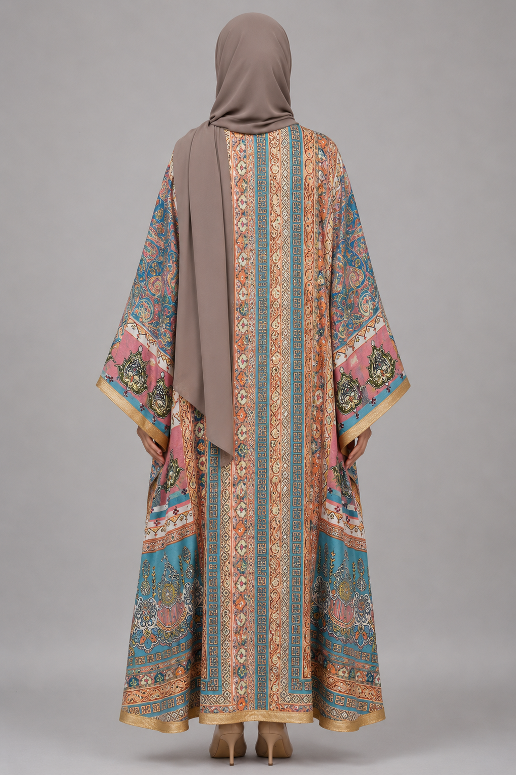 Aqua Blue Floral Zareen Abaya
