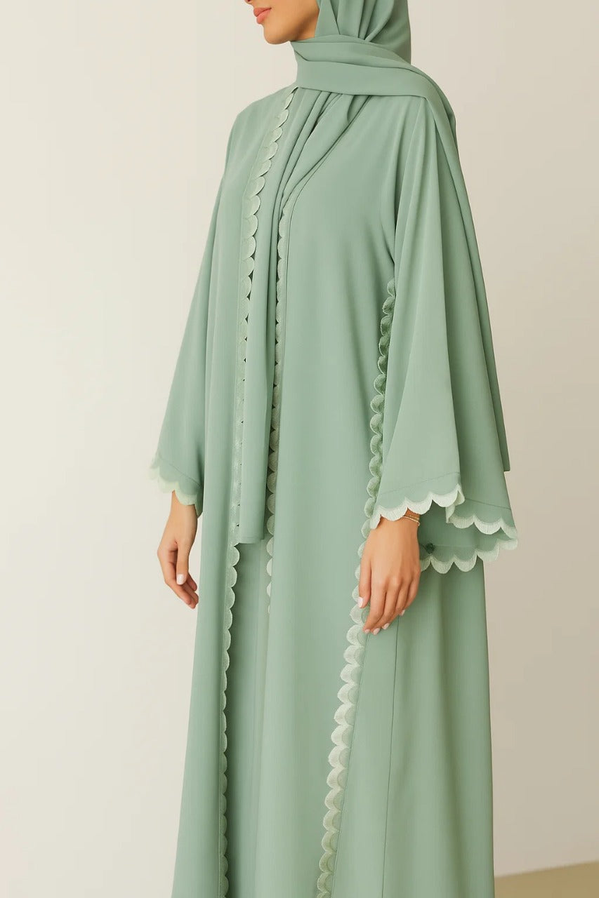 Seagreen Scallop Abaya