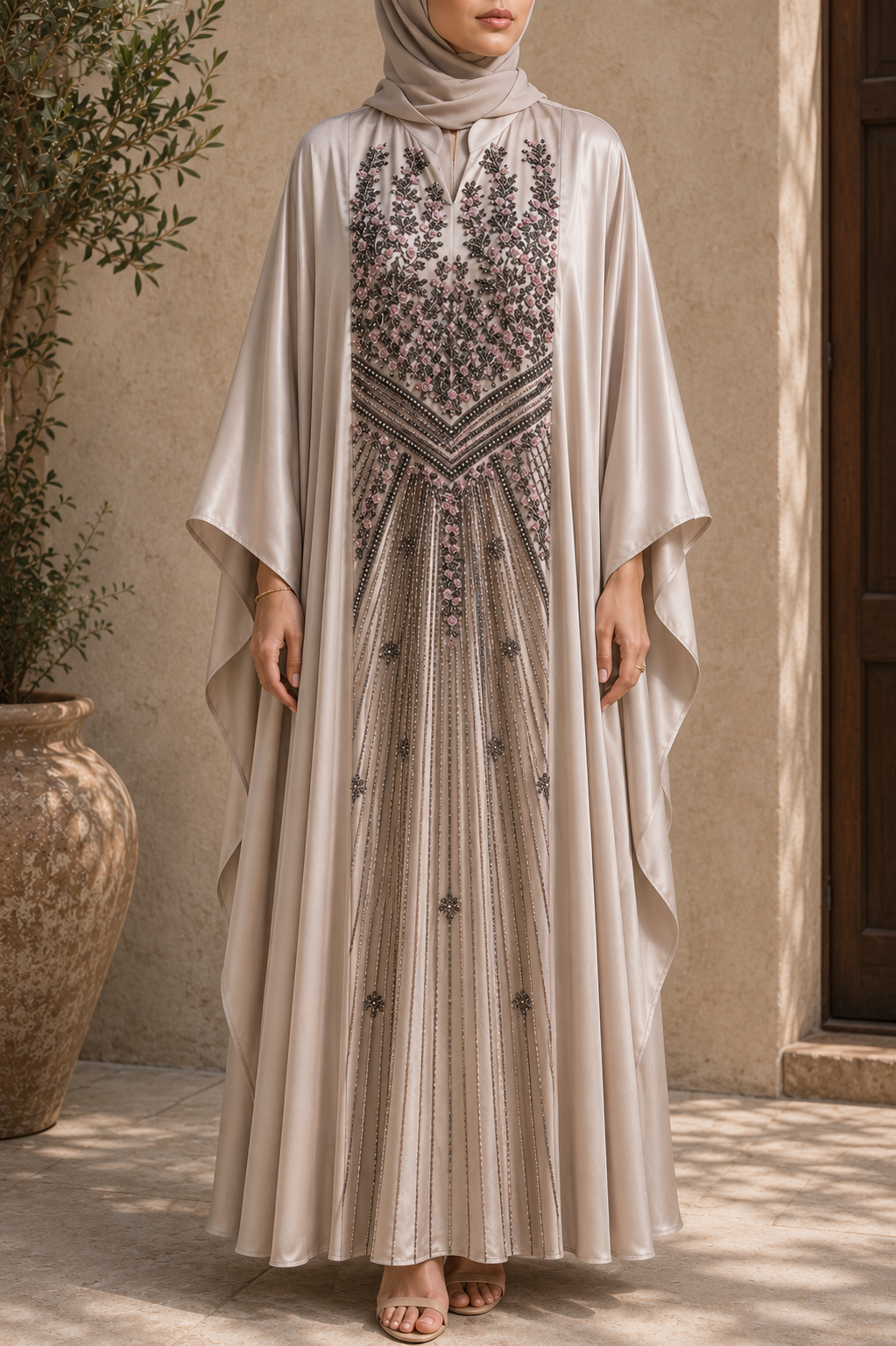 Sand Beige Ameera Abaya 2