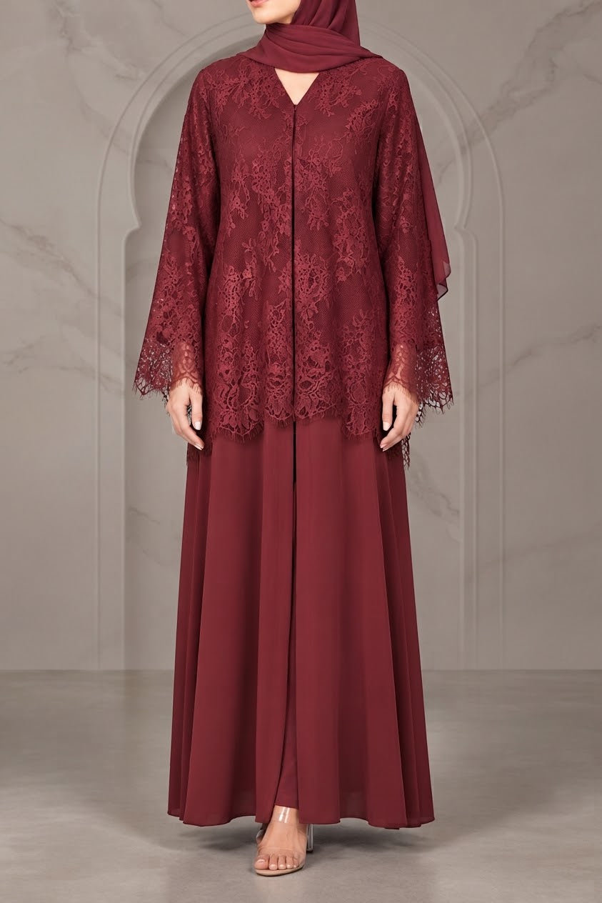 Red Moon Veil Abaya