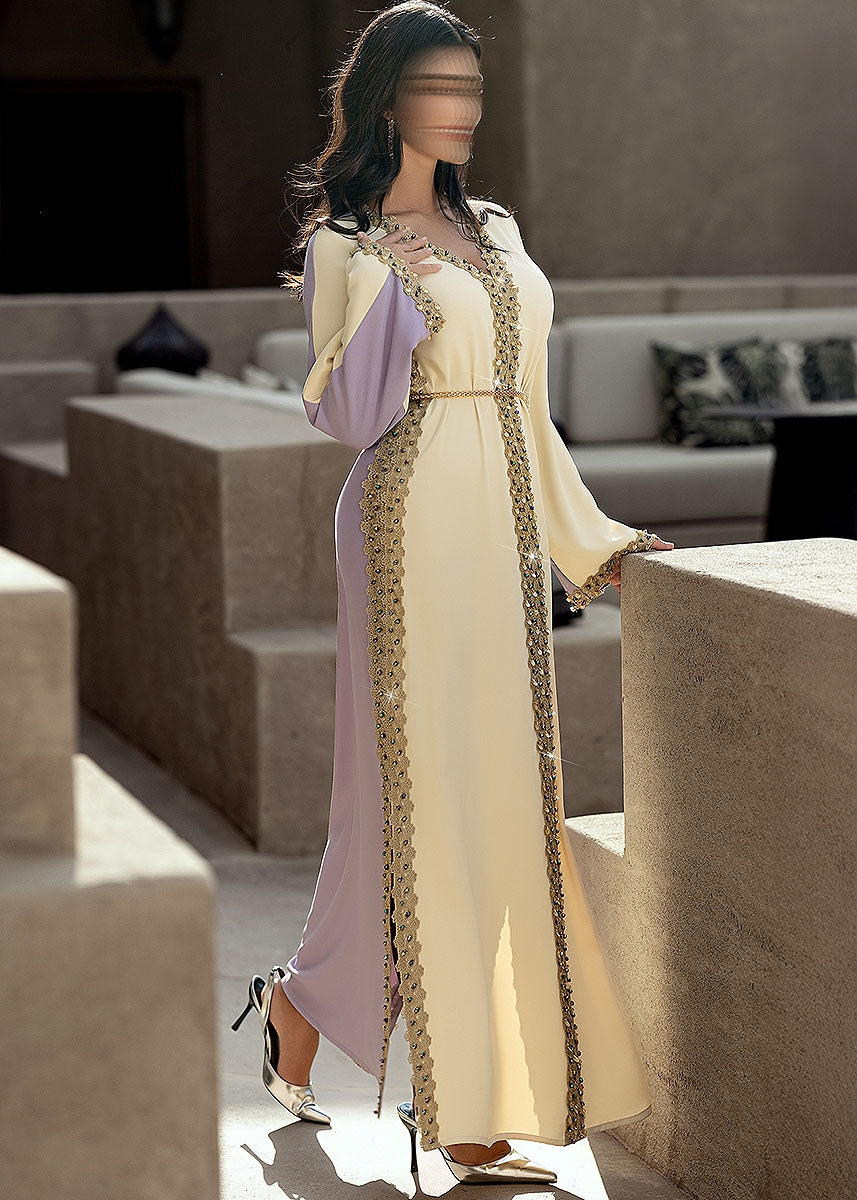 BA6041 Beige Amethyst Abaya