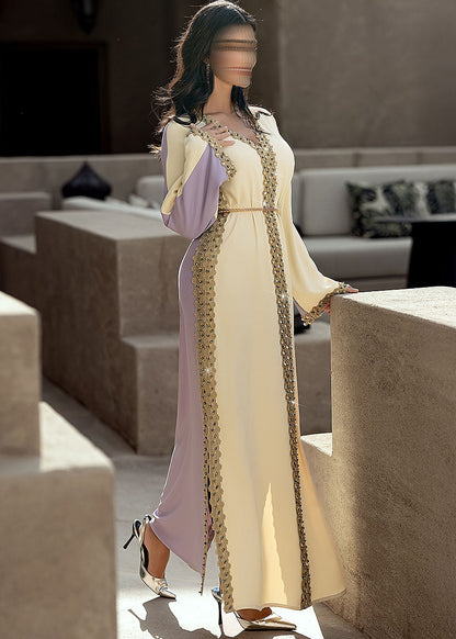 BA6041 Beige Amethyst Abaya