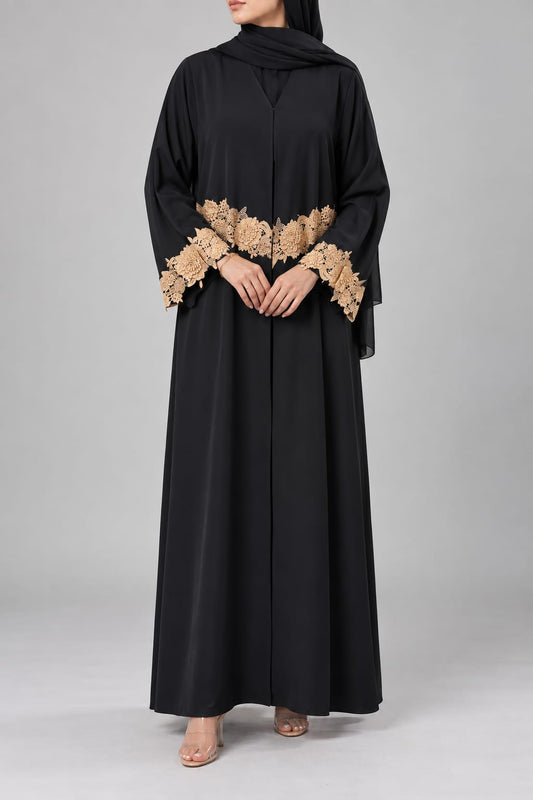 Black Bronze Accent Abaya E13S