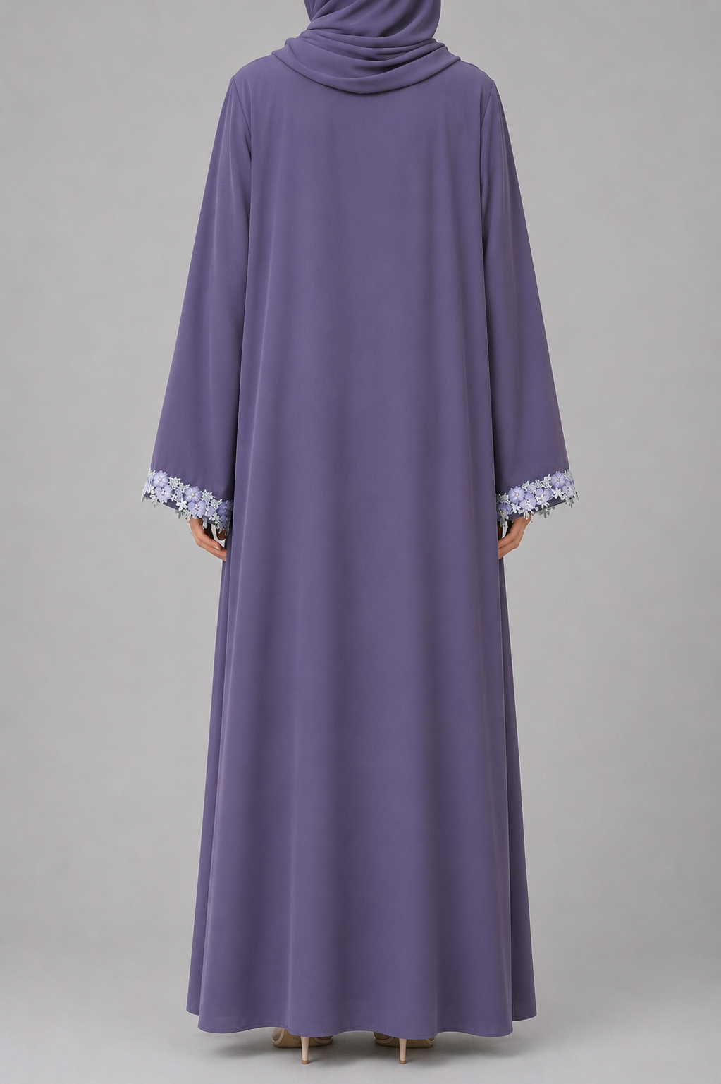 Smoky Mauve fancy lace abaya
