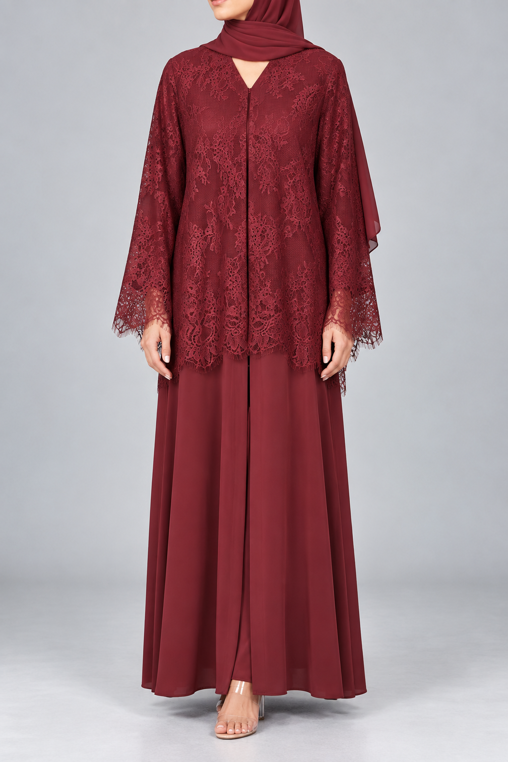 Red Moon Veil Abaya