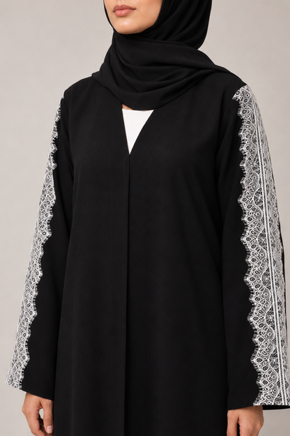 Noir lace abaya S19M
