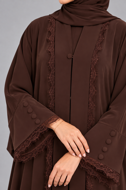 Brown Symphony Lace Abaya