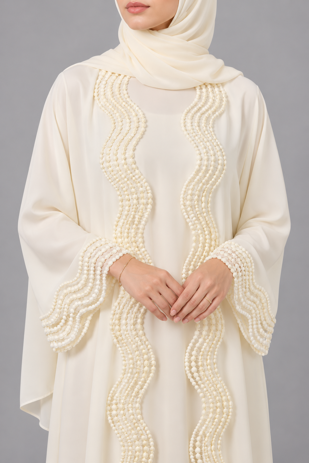 Butter yellow lace abaya