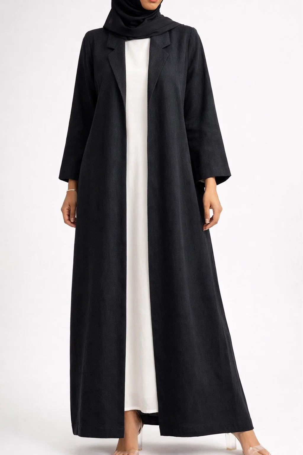 Black Aureline Coat Abaya