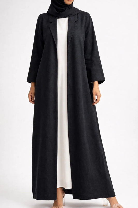 Black Aureline Coat Abaya