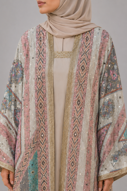 Mosaic pink Zareen Abaya