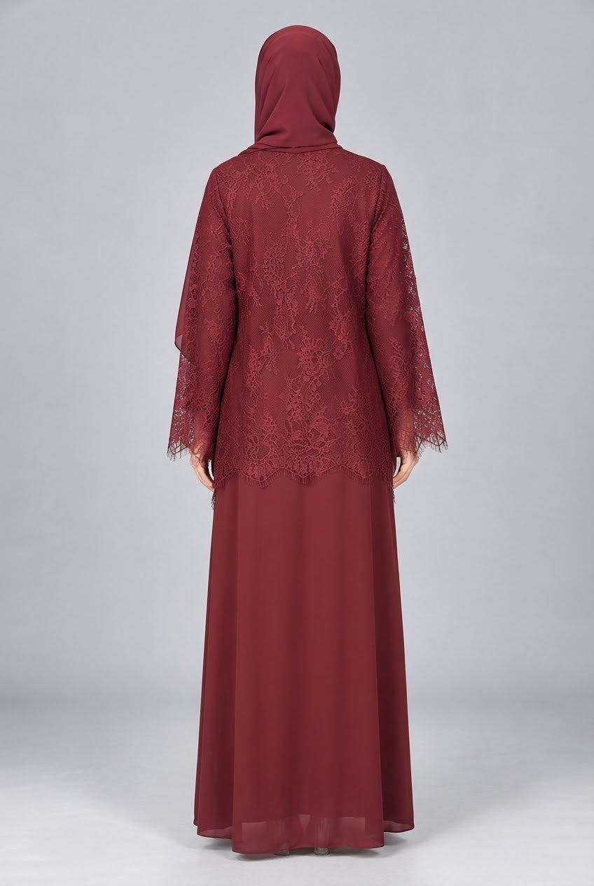 Red Moon Veil Abaya