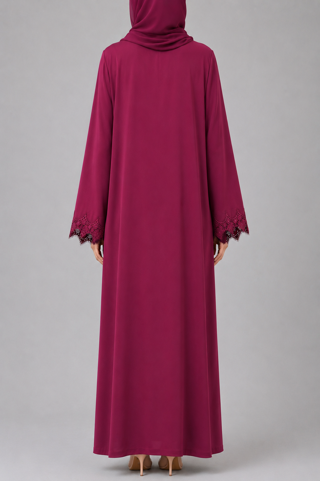 Maroon fancy lace abaya