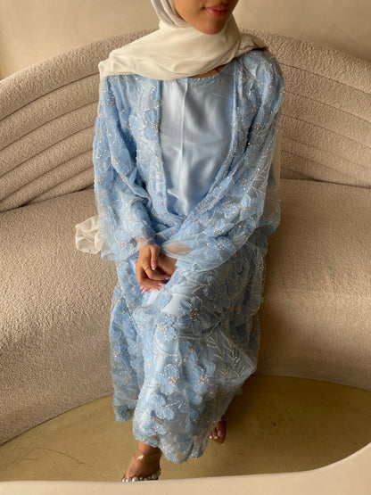 Moonlit Blue Pearl Abaya