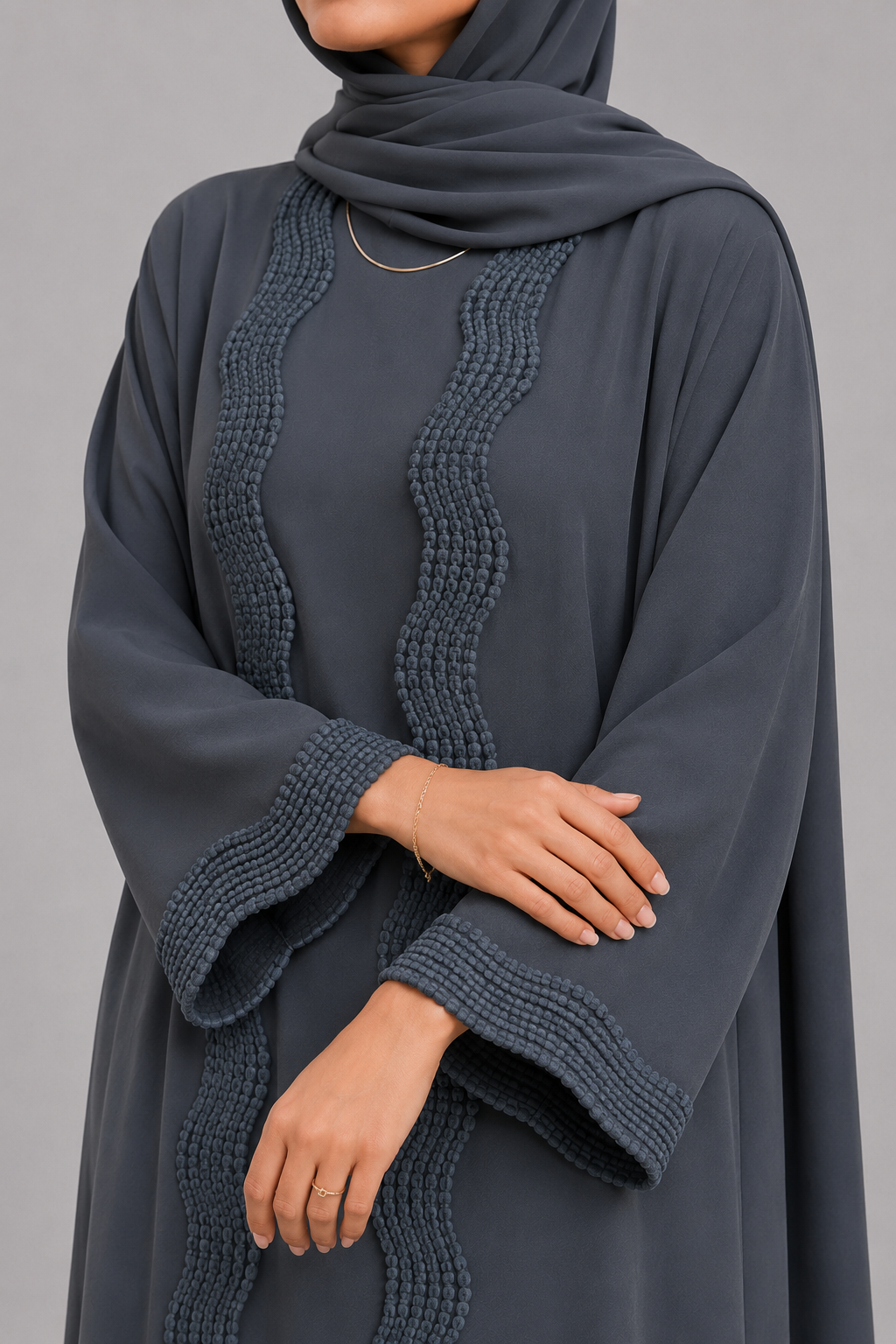 Grey lace abaya (New Edition)