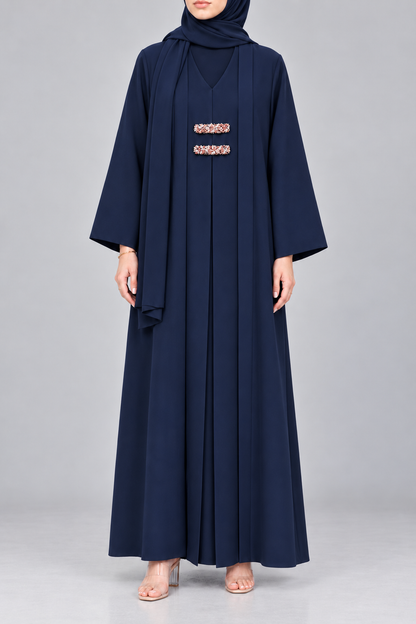 Navy Blue Barrette Abaya E13S