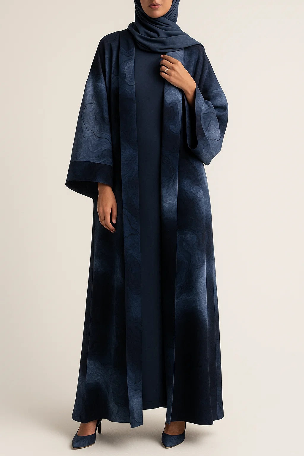 Blue Marble print abaya