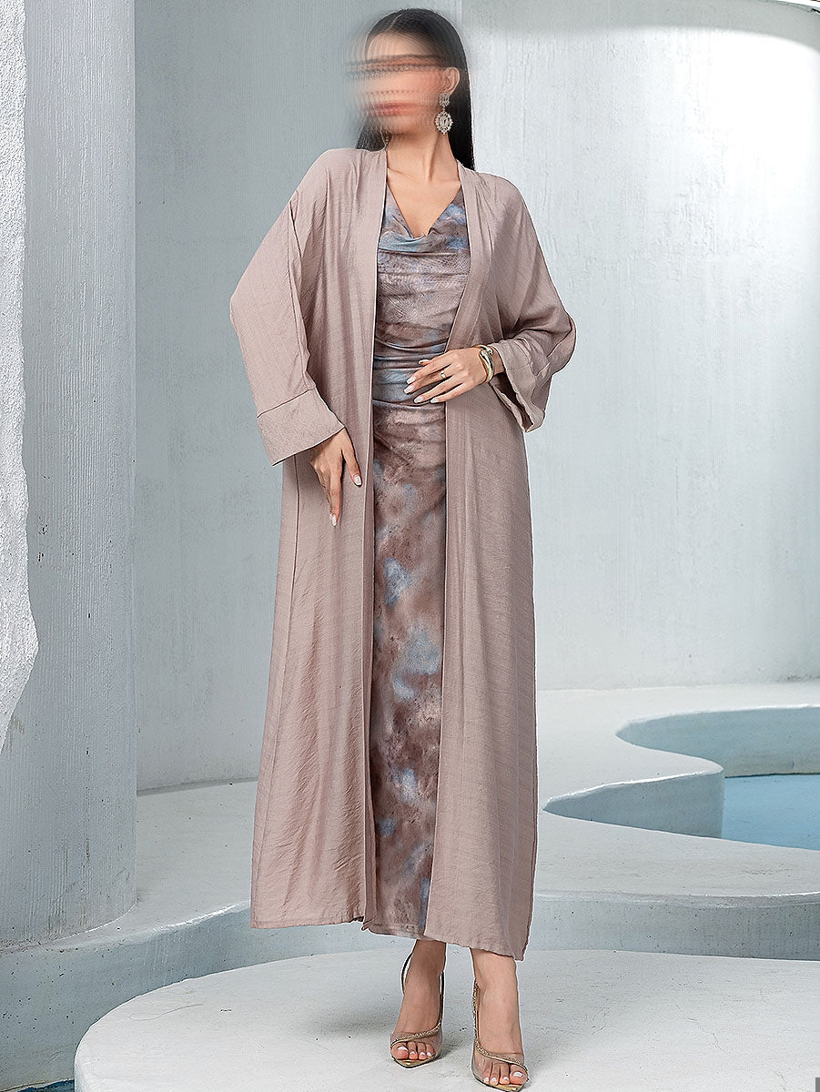 BA5169 Khaki Cascade Abaya