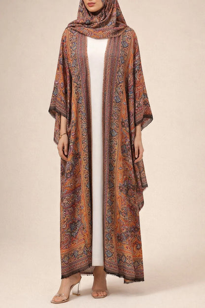 Orange Pashmina Abaya 10