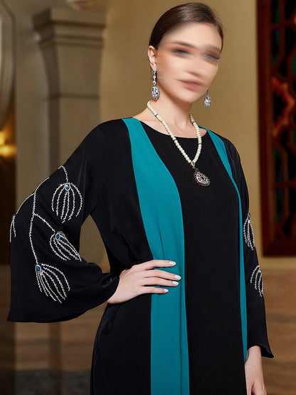 BA3006 Black Cyan Abaya