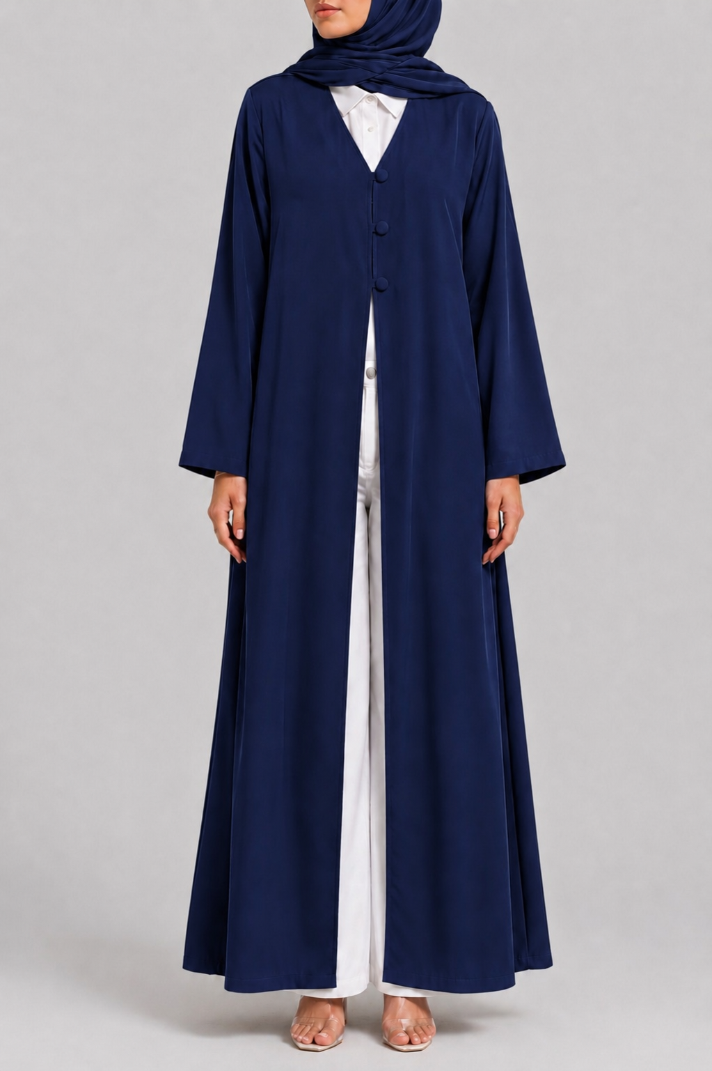 Navy blue button abaya