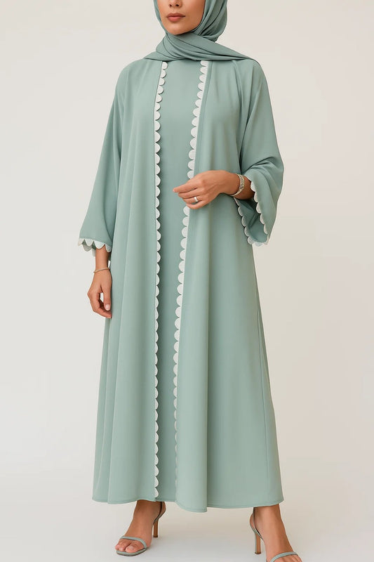 Seagreen Scallop Abaya