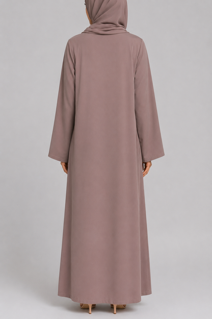 Rose Taupe button abaya
