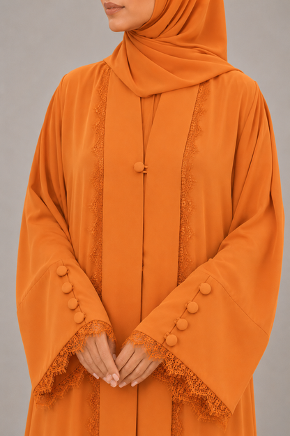 Orange Symphony Lace Abaya