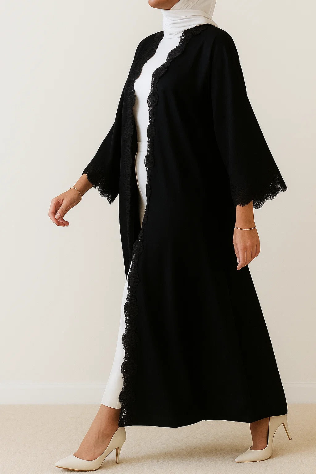 Black Layali Lace Abaya
