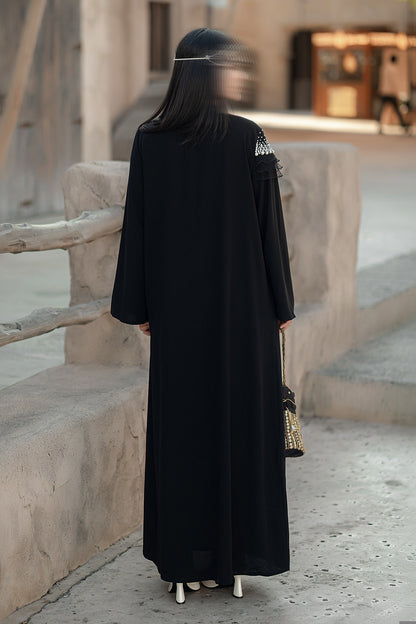 BA4105 Black Pearl Cascade Abaya