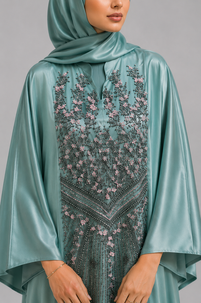 Sea Green Ameera Abaya 2