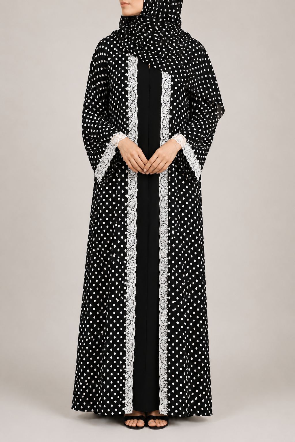 Black Polka Abaya