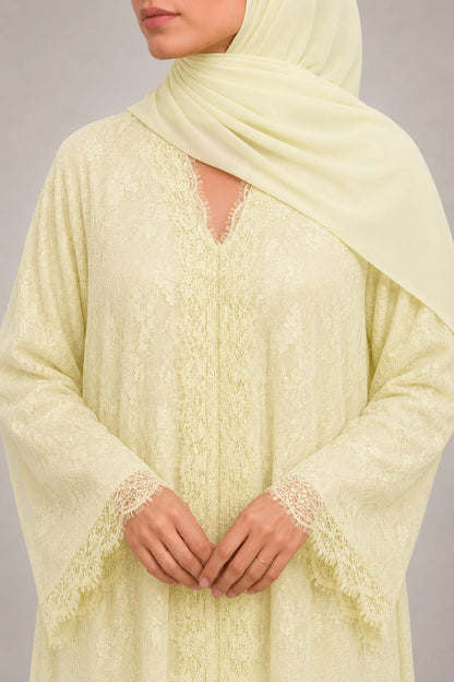 Butter Yellow Sheer abaya